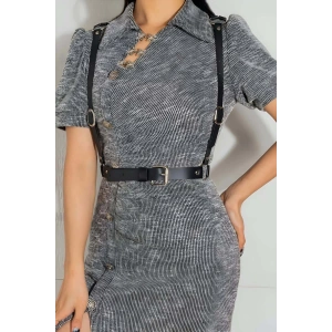 Seksi Deri Arkası Üçgen Detaylı Giysi Üzeri Bel Kemeri Harness - APFT1181