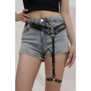 Seksi Deri Tek Bacaklı Jartiyer Harness - APFT930