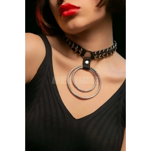 Şık Elastik Choker - Halka Detaylı Lastik Kolye - Şık Lastik Choker Harness - APFT576