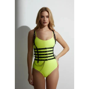 Zincir Detaylı 5 Sıralı Deri Kemer, Deri Korse Kemer - APFT626