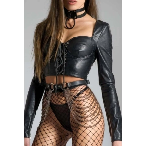 Zincirli Ayarlanabilir Deri Bel Kemeri Ve Tasma Harness - APFT738