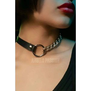 Zincirli Deri Choker, Zincir Detaylı Seksi Choker - APFT590