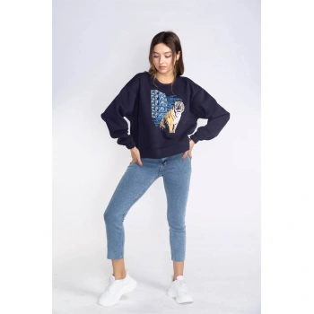 Şardonlu Sweatshirt-LACİVERT