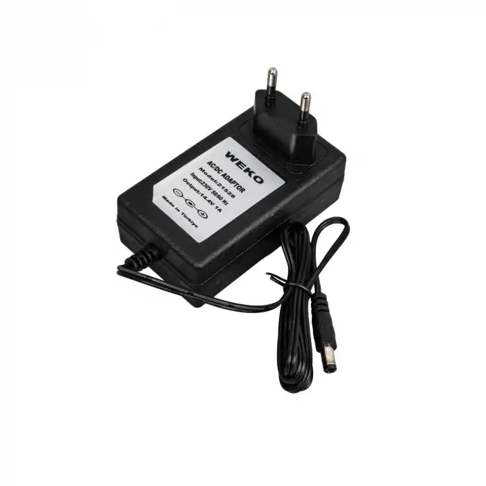 14.4V 1A Akü Şarj Cihazı – Kırmızı Yeşil LED’li Yerli Üretim Priz Tipi Adaptör