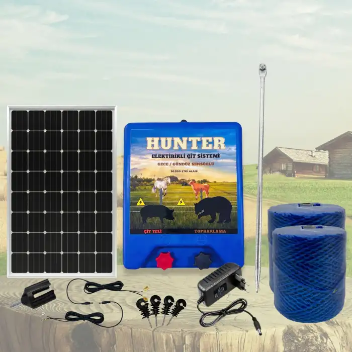 Hunter Ekonomik 1000Mt Domuz - Ayı Kovucu Elektrikli Çit Sistemi Adaptörlü