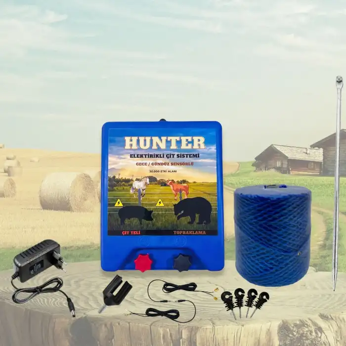 Hunter Ekonomik 500Mt Domuz - Ayı Kovucu Elektrikli Çit Sistemi Adaptörlü