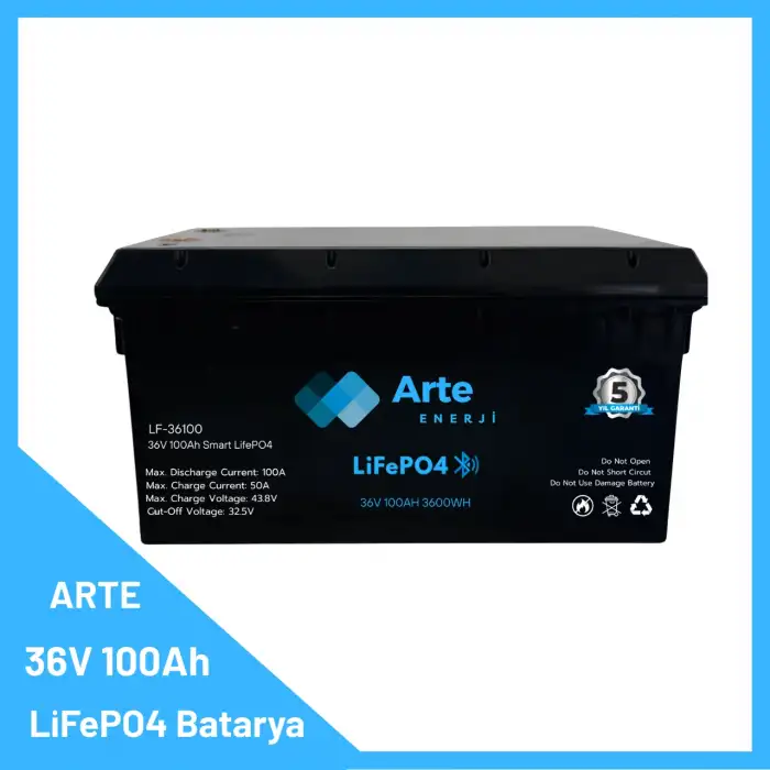 Arte 36V 100Ah LiFePO4 Lityum Akü | Minkota Araçlar İçin Yüksek Kapasiteli Batarya