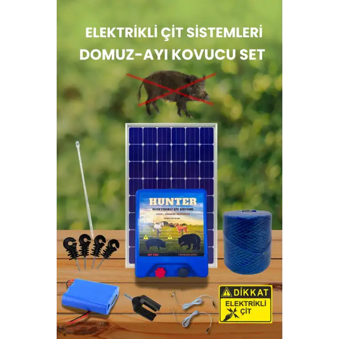 Güneş Panelli Domuz - Ayı Kovucu Elektrikli Çit Sistemi