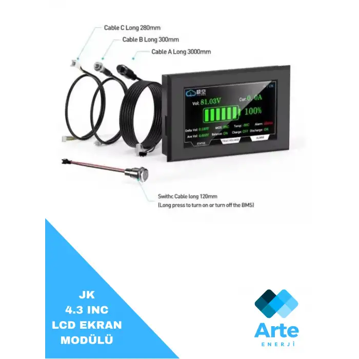 JK BMS 4.3 LCD Dokunmatik Ekran