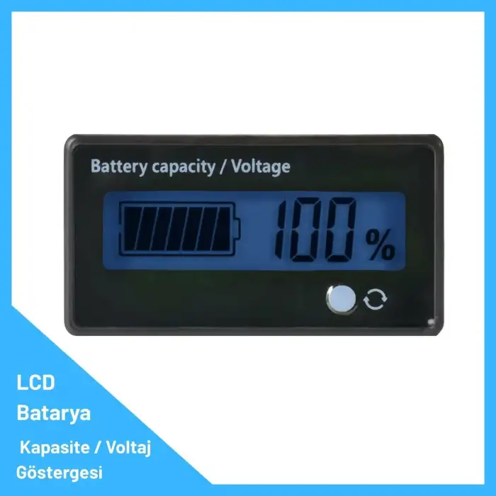 LCD Batarya Kapasite / Voltaj Göstergesi 12-84V Lion / LiFePO4 / Akü için Mavi Led - Tek Renk
