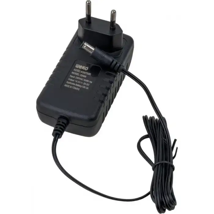 WEKO 14.4V 2A Akü Şarj Cihazı – 5.5×2.5 mm + Krokodil, LED’li