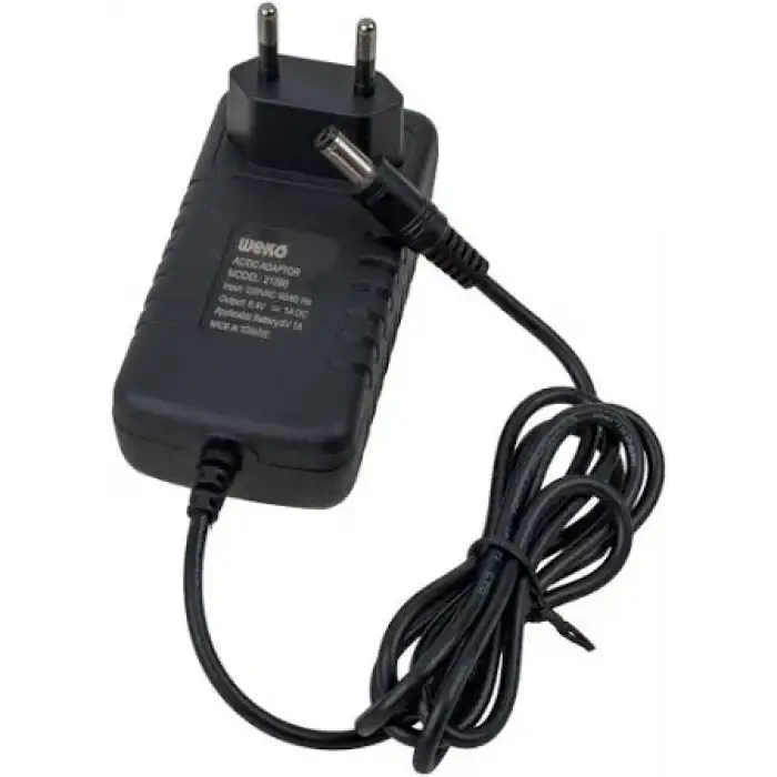 WEKO 8.4V 1A Akü Şarj Cihazı – 5.5×2.5 mm + Krokodil, LED’li