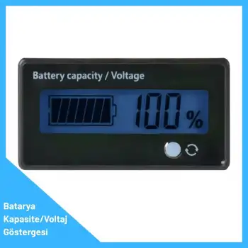 LCD Batarya Kapasite / Voltaj Göstergesi 12-84V Lion / LiFePO4 / Akü için Mavi Led - Tek Renk