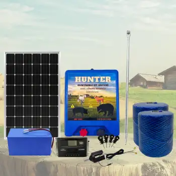 Hunter Profesyonel 1000Mt Domuz - Ayı Kovucu Elektrikli Çit Sistemi Güneş Panelli Lityum Akülü