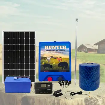 Hunter Profesyonel 500Mt Domuz - Ayı Kovucu Elektrikli Çit Sistemi Güneş Panelli Lityum Akülü