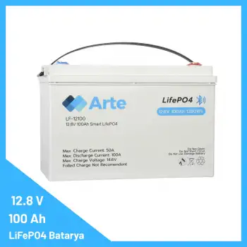 Arte 12.8V 100Ah Smart LiFePO4 Batarya – Bluetooth’lu, Akıllı BMS’li