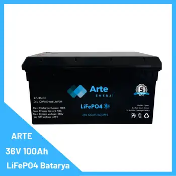 Arte 36V 100Ah LiFePO4 Lityum Akü | Minkota Araçlar İçin Yüksek Kapasiteli Batarya