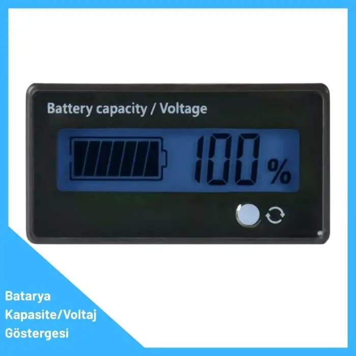 LCD Batarya Kapasite / Voltaj Göstergesi 12-84V Lion / LiFePO4 / Akü için Mavi Led - Tek Renk