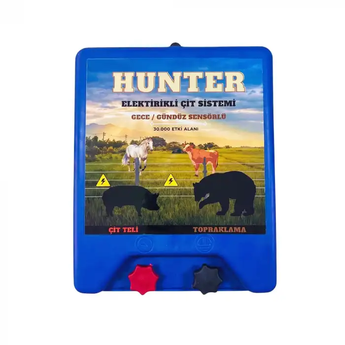 Hunter Ekonomik 500Mt Domuz - Ayı Kovucu Elektrikli Çit Sistemi Güneş Panelli Akülü
