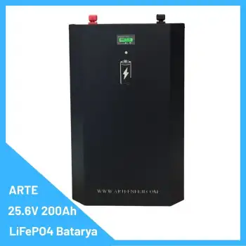 Arte 25.6V 200Ah LiFePO4 Batarya - Akıllı BMS | Ev, Marin ve Karavan Uyumlu