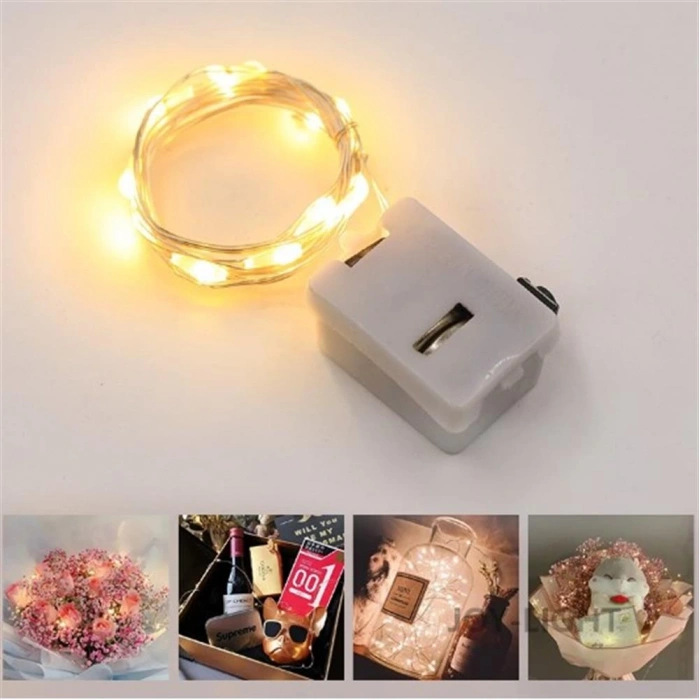 1mt Pilli Süsleme Ledi GÜNIŞIĞI Peri Led (3 Adet LR45 Pilleri Dahil Gün Işığı Sarı Işık)