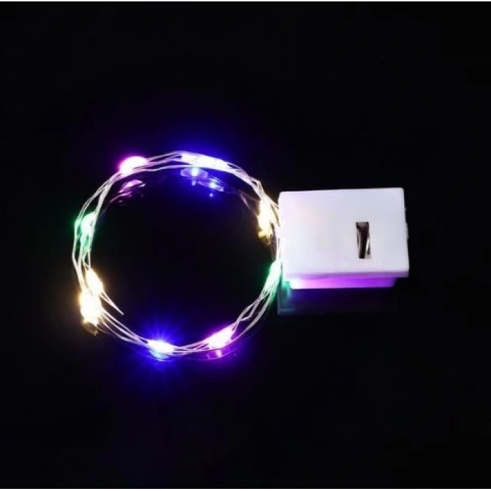 1mt Pilli Süsleme Ledi RGB Peri Led (3 Adet LR44 Pilleri Karışık Renkli Işık)