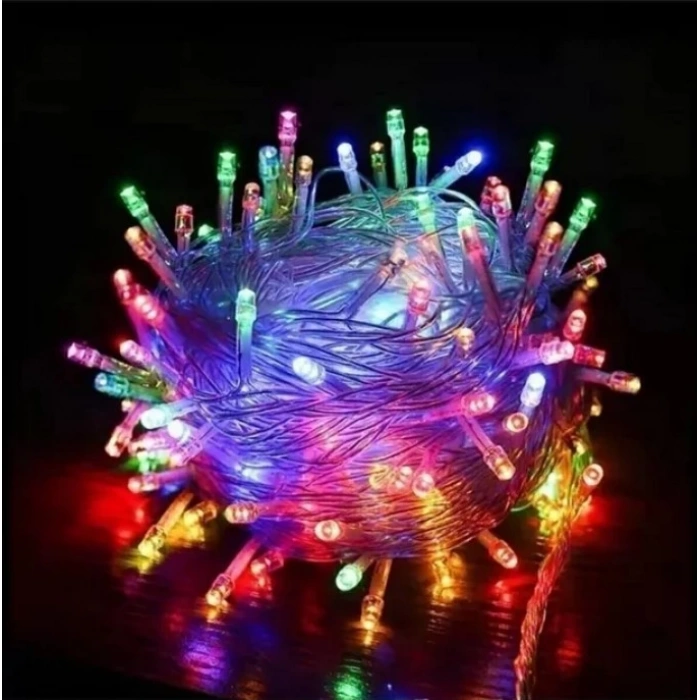 220v Süsleme Ledi RGB 10mt Dış Mekan 100lü Boncuk İp Süsleme Ledi IP65 Şeffaf