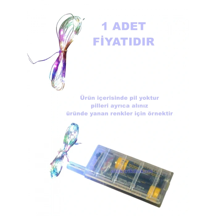 3mt Pilli Süsleme Ledi RGB Peri Led (3 Metrelik Karışık Renkli Piller Hariç)