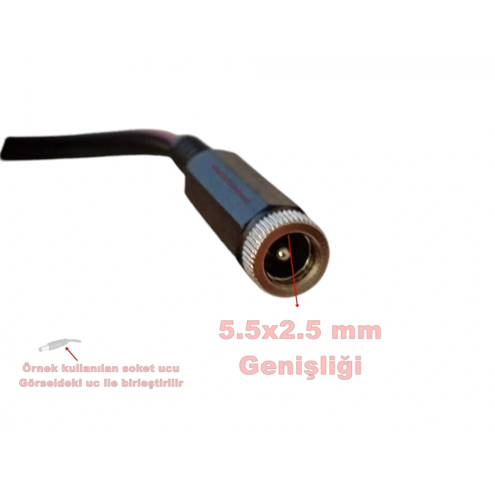 5.5x2.5mm Jaklı Akü Şarj Adaptörü İçin Maşa Kıskaçlı Şarj Kablosu (6 Volt ve 12 Volt Aküler İçin Timsah Ağızlı Krokodüllü 20cm)