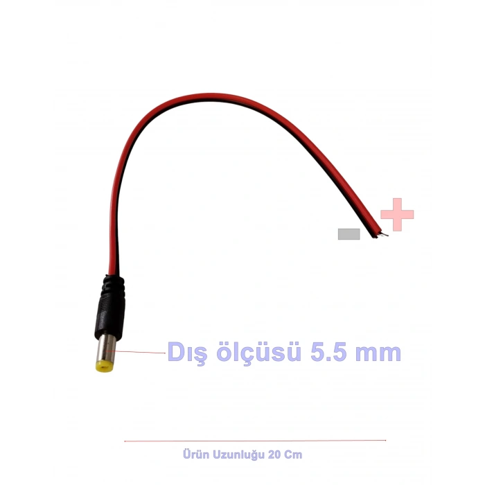 KAMERA Power Güç Kablosu 5.5x2.5mm 20Cm Kablolu