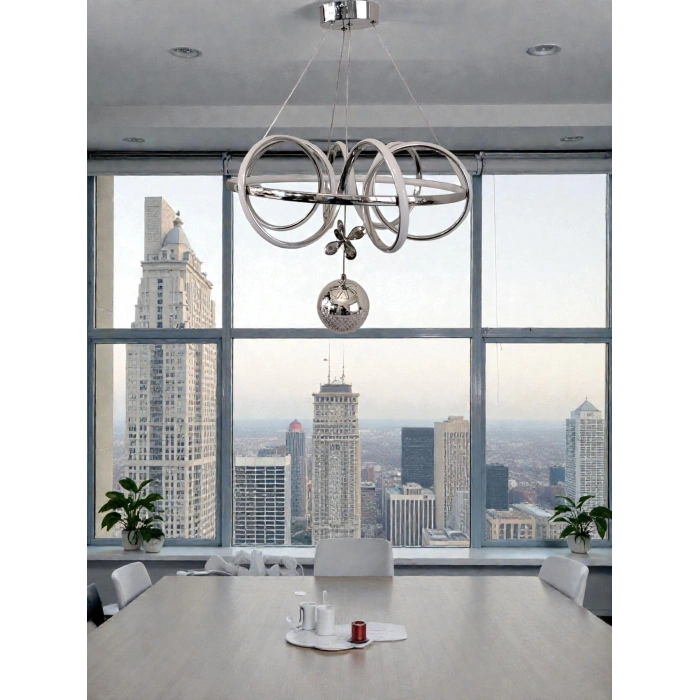 DMR Kuzey Tek Toplu Sarkıt Led Avize KROM Kasa Üç Renk 6500k/4000k/3000k (Beyaz /Ilık Beyaz/Sarı (Günışığı)