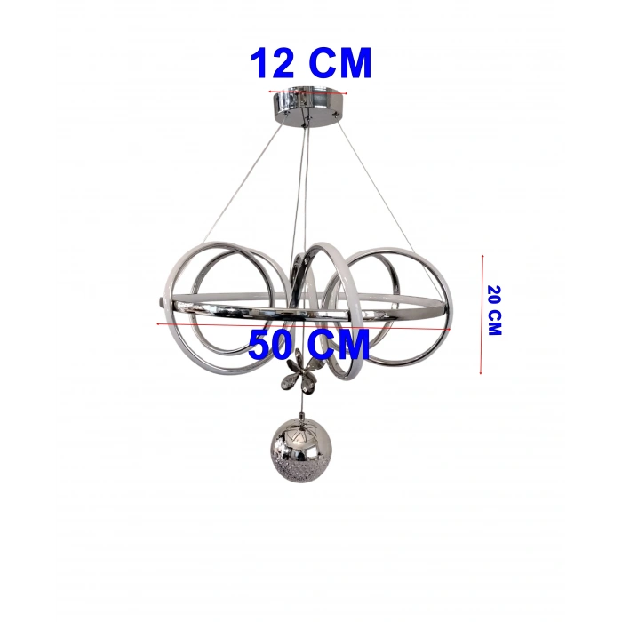 DMR Kuzey Tek Toplu Sarkıt Led Avize KROM Kasa Üç Renk 6500k/4000k/3000k (Beyaz /Ilık Beyaz/Sarı (Günışığı)