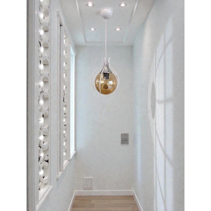 DMR Örümcek Tekli BEYAZ Top Avize E-27 Duylu