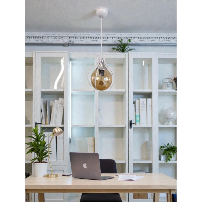 DMR Örümcek Tekli BEYAZ Top Avize E-27 Duylu