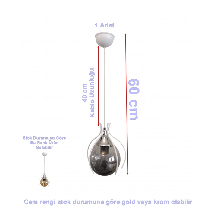 DMR Örümcek Tekli BEYAZ Top Avize E-27 Duylu