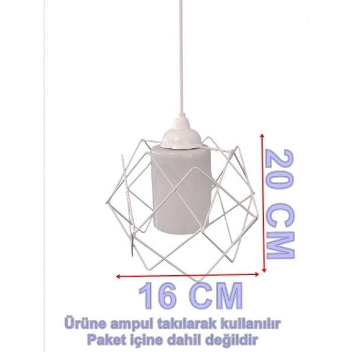 DMR Telli Baklava Camlı Tekli Avize E-27 BEYAZ
