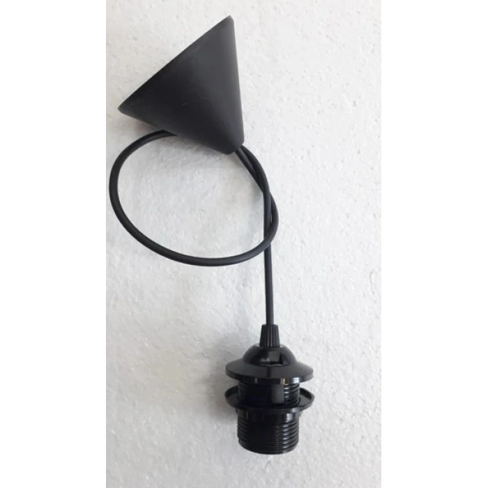 SİYAH Plastik Hazır Takım Tekli Tesisat E-27 Duylu Kablo