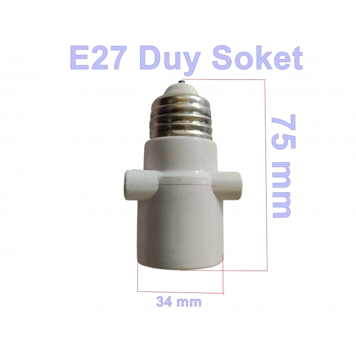 EMEKSAN E-27 Duy Priz Topraksız 2 Fiş Ve 1 E-27 Ampul Takılabilen Duy