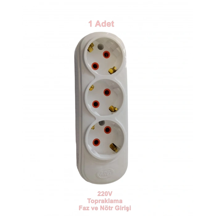 ARS Üçlü Topraklı Grup Priz Klemensli 3Lü Grup Priz (Duvara Vidalanabilen)