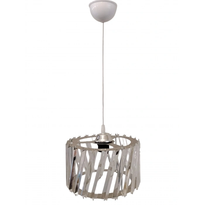 DMR Kristal Çapraz Taşlı KROM Yuvarlak Tekli Avize E-27 Duylu