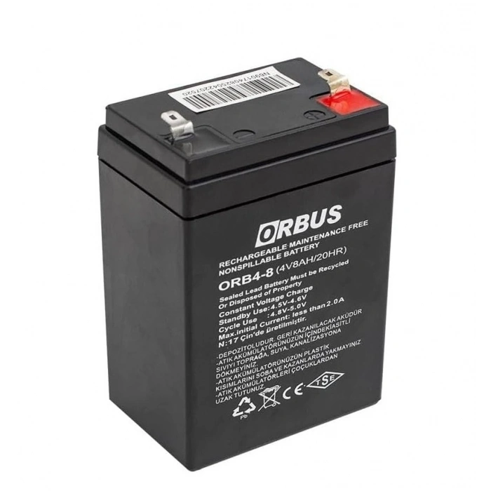 İTHAL 4V 8A Kuru Bakımsız Akü Işıldak ve Fener - Terazi Aküsü 4 Volt 4 Amper 45x70x100mm)