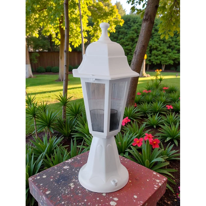 ZERPA Altıgen Duvar Set Üstü BEYAZ Bahçe Armatür ABS Plastik E-27 Duylu IP54