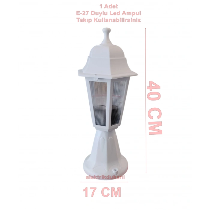 ZERPA Altıgen Duvar Set Üstü BEYAZ Bahçe Armatür ABS Plastik E-27 Duylu IP54