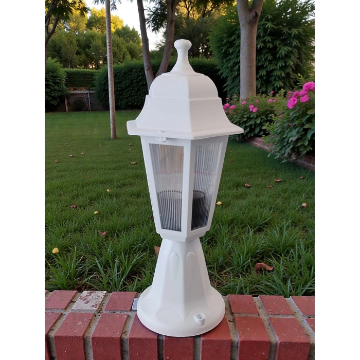 ZERPA Altıgen Duvar Set Üstü BEYAZ Bahçe Armatür ABS Plastik E-27 Duylu IP54