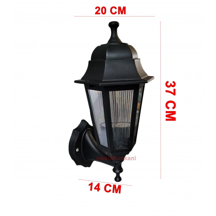 ZERPA Altıgen Duvar Aplik SİYAH Bahçe Armatür ABS Plastik E-27 Duylu