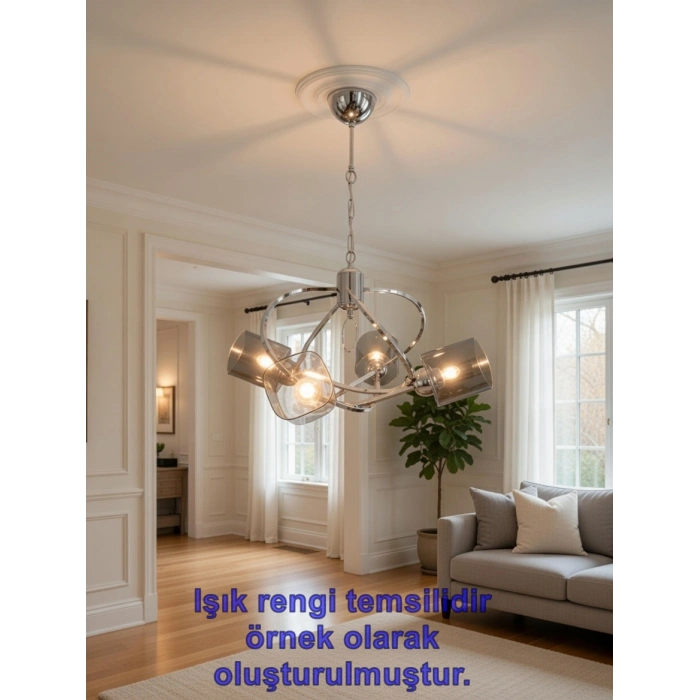 METİN 4lü Venüs KROM Camlı Dörtlü Avize E-27 Duylu