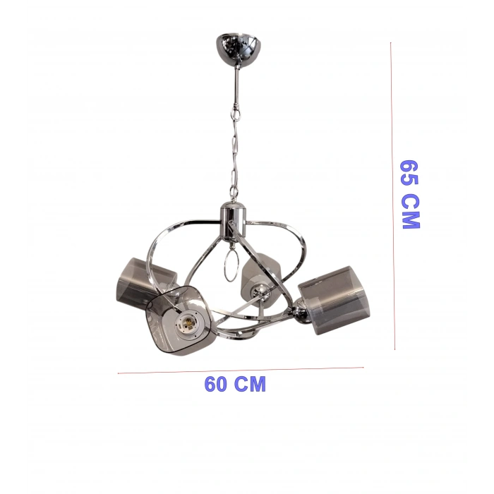 METİN 4lü Venüs KROM Camlı Dörtlü Avize E-27 Duylu