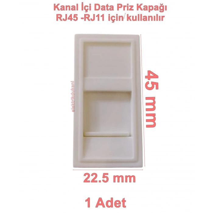 MUTLUSAN 45x22.5 Kanal İçi Panjurlu Data Priz Kapağı / Telefon Kapağı (RJ-11 / RJ-45 Keystone Jack İçin Uygundur)