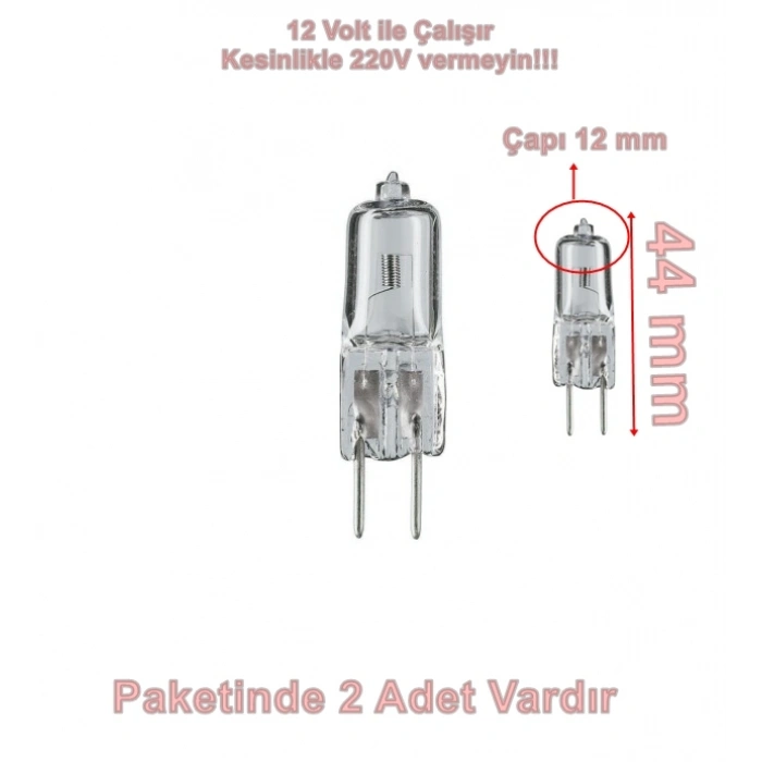 PHILIPS 12 Volt 50 Watt G4 Halojen Kapsül (2 Li Takım Kalın Ayaklı) 850 Lm GY6.35 2900k Sarı Işık