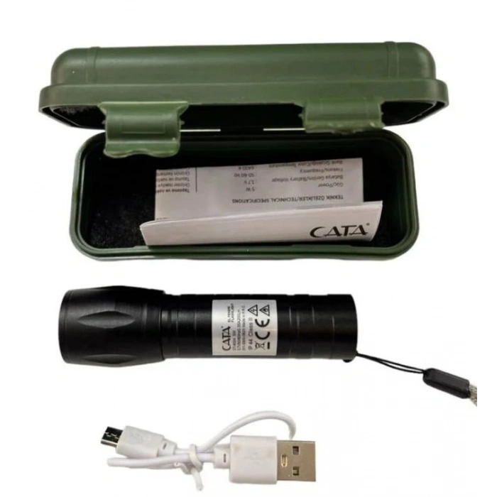 CATA Kandıra 3 Fonksiyonlu Micro Usb Şarjlı El Feneri Zumlu 5w 6400k IP44